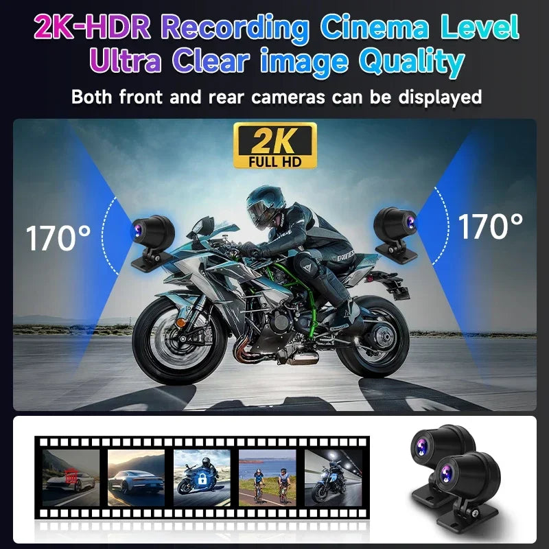 Jansite 7 inch 2K Motorcycle Upgrade Module DVR Navigation GPS Wireless CarPlay Waterproof IPX7 TPMS Portable Smart Display Cam