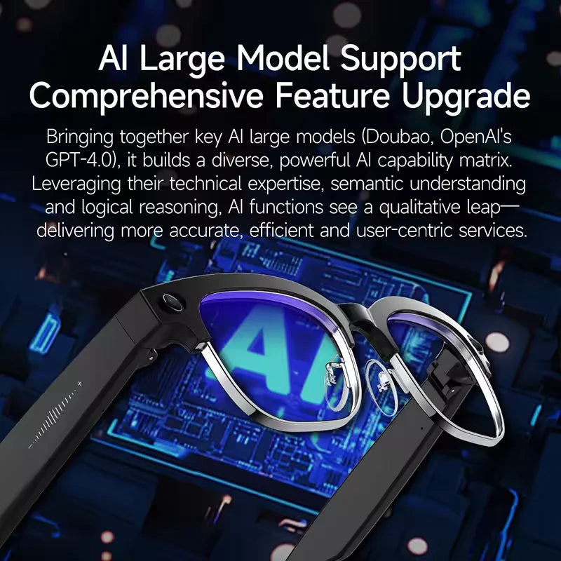 New 1200P HD Smart Glasses With 800W Ultra-Wide Camera Video Recording 4GB AI Photo Recognition Bluetooth Call Translation Voice