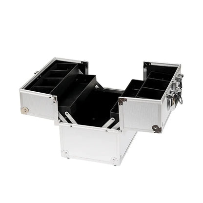 Large Capacity Three-Layer Aluminum Alloy Makeup Artist Tool Box Tattoo Cosmetics Nail Art Storage Box Beauty Pure Color Metal S