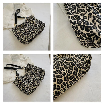 New Fashion Tote Bags Shopping and Travel  Canvas Bags New Women Popular Handbags Large Capacity Leopard Shoulder Bags Сумка