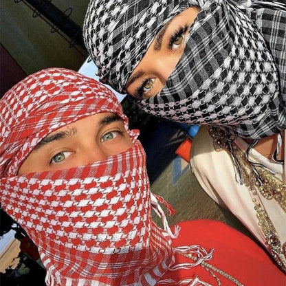 Large Arab Shemagh Headscarf with Tassel Costume Head Neck Scarf Bandana Keffiyeh for Men Women