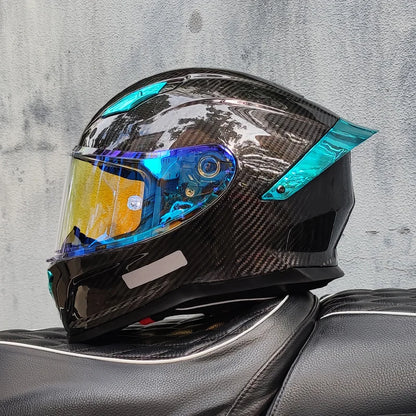 ORZ Carbon Fiber Motorcycle Helmet Four Seasons Full Face DOT Approved Unisex