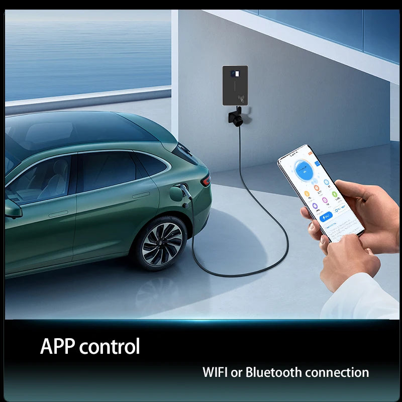 JIGU 1-phase 7kw 32A Type 2 Electric Vehicle Charging Station 3-phase 11KW 22KW EV Charger WIFI Bluetooth Wallbox Car Charger