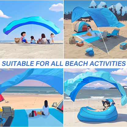 Portable Beach Canopy, Lightweight Sun Shade Shelter, UPF50+ UV Protection Beach Tent for Family, Camping,