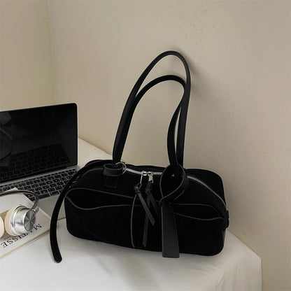 MOODS 2025 Autumn Latest Commute Shoulder Bags For Women PU Suede Pure Color Large Capacity Boston Bag Luxury Designer Handbags