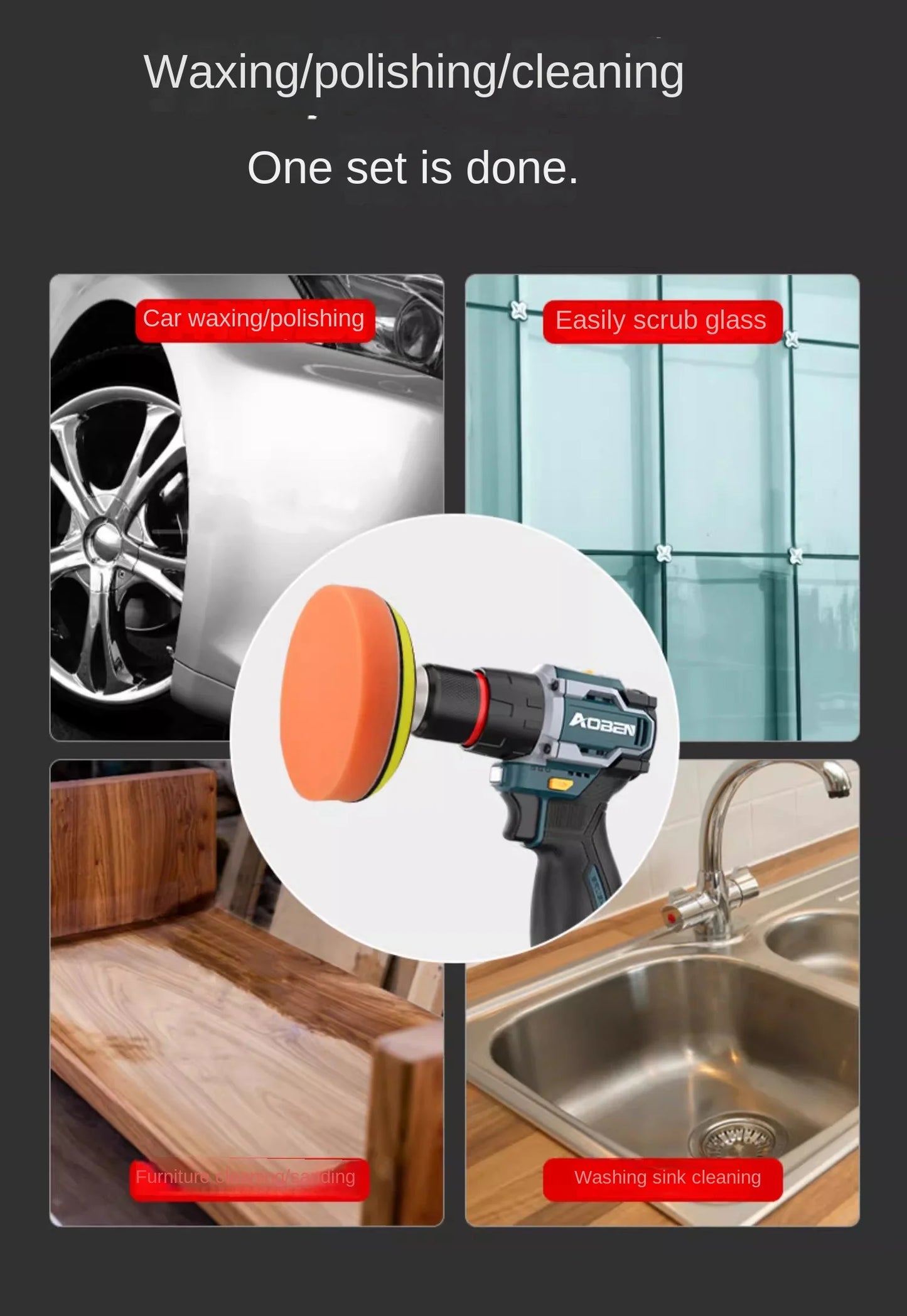 Polishing Sponge Plate Set Imitation Plush Waxing Angle Grinding Cleaning Sponge Wheel Car Beauty Set Electric Drill Polishing