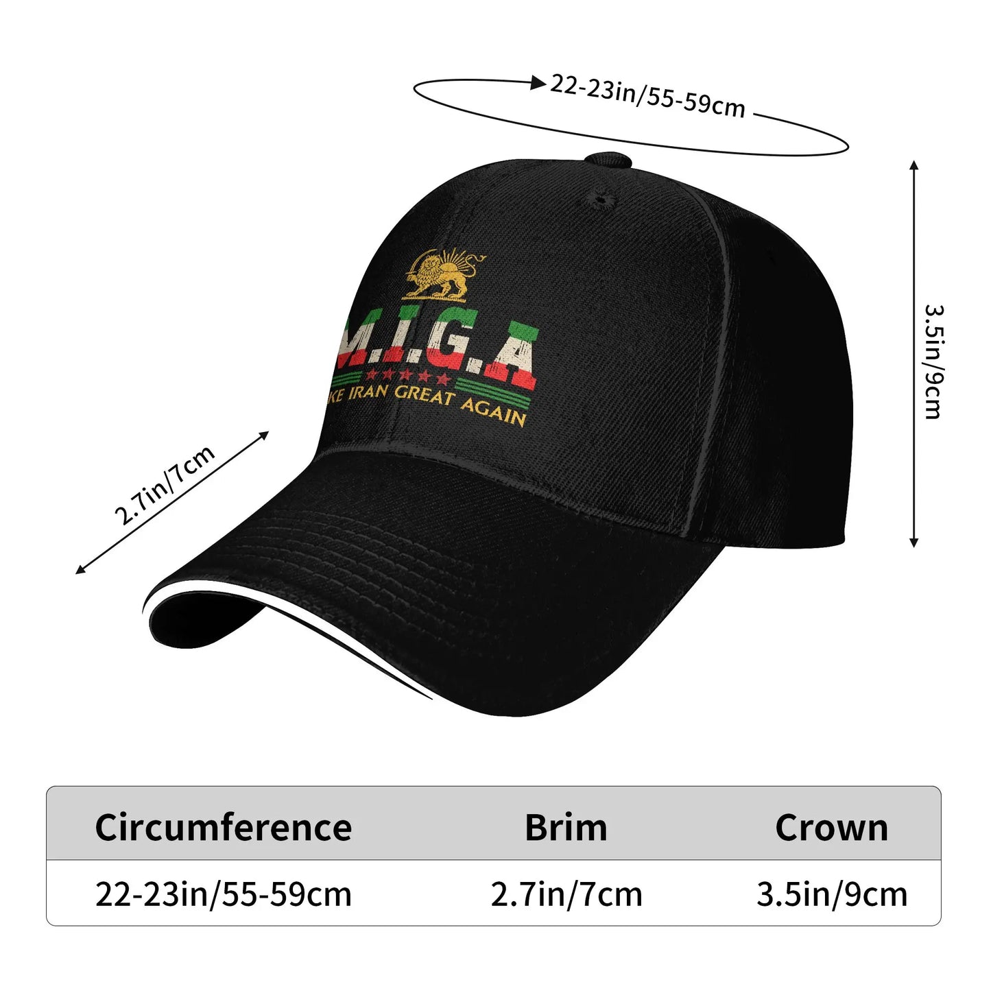 Summer Iranian Make Iran Great Again Emblem Of Iran MIGA Baseball Cap y2k Sun Trucker Hat Unisex Men Wholesale Baseball Caps