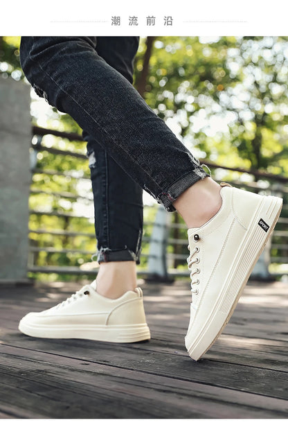 New Style White Sneakers for Men, Korean Version, Trendy Platform Shoes, Versatile for All Occasions, Sporty and Casual Shoes