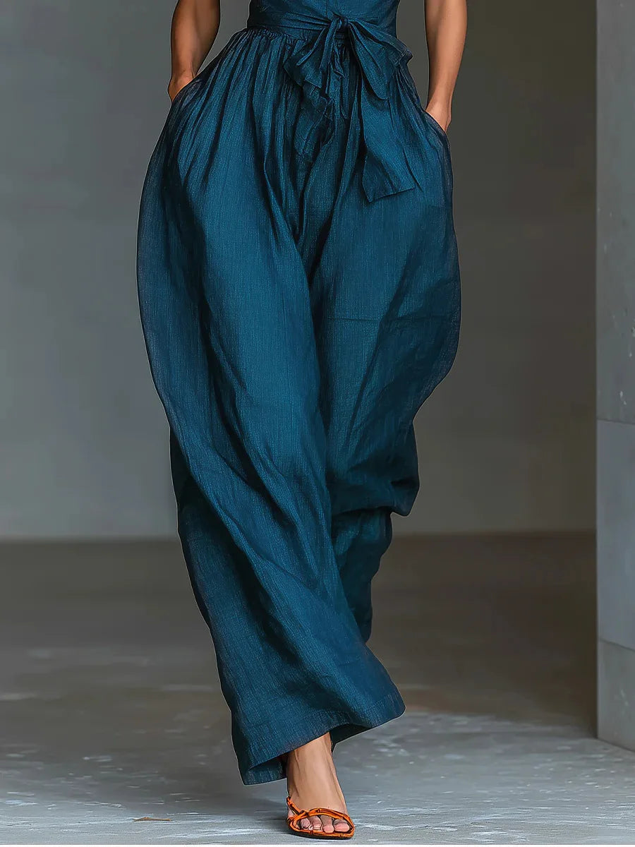 Chic High Waist Tie-up Wide Leg Pants Jumpsuit Women Sexy Criss Cross Halter Backless Zips Romper Summer Solid Office Overalls