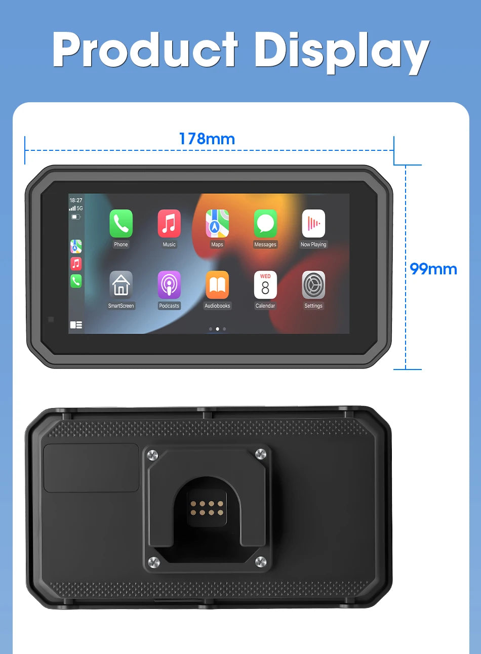 6.25 Inch Portable Quick Disassembly Motorcycle Carplay Android Auto GPS for Moto Navigation IP67 Waterproof IPS Display TPMS