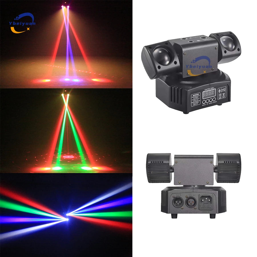 Ybeiyuan New LED Rotating Laser Beam Strobe 3-in-1 Disco Light DMX512 DJ Bar Club Party Wedding Christmas Effect Stage Light