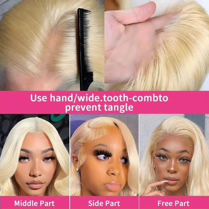 13x4 13x6 Body Wave Blonde Lace Front Wig 613 Human Hair Pre Plucked 250% Density HD Transparent Lace Frontal Wig 100% Human Wig