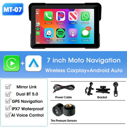 Jansite 5/7 inch Portable Carplay Motorcycle DVR GPS Navigation IPX7 Waterproof LCD Display For Wireless CarPlay Android Auto