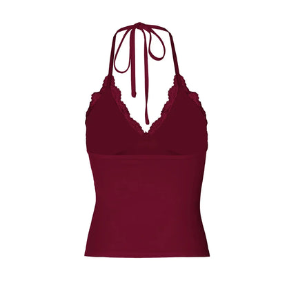 2025 New Fashion Tank Top Sexy Lace Backless Women Tops Strap Tank Top Sexy Women Clothing m