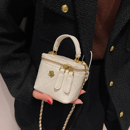 Small  Shoulder Bucket Bag For Women Classic Mini Clutches Female Small Square Bag Crossbody Metal Chain Handbag