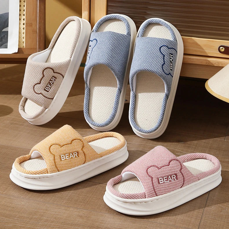Platform Women's Slippers Flats Indoor Spring Summer Luxury Designer Shoes Girls Casual Soft Sole Cartoon Home Slides Elegant