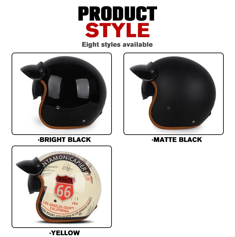 DOT Certificated Retro Motorcycle Helmet Cafe Racer Open Face Casco Moto Motorcycle Accessories Men Moto Helmets