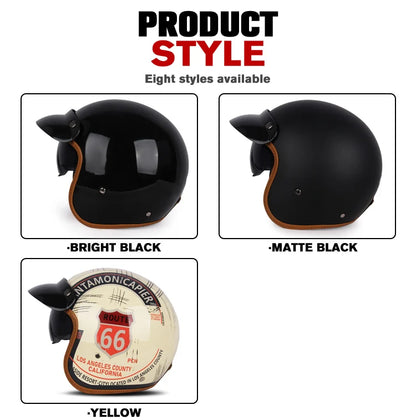 DOT Certificated Retro Motorcycle Helmet Cafe Racer Open Face Casco Moto Motorcycle Accessories Men Moto Helmets