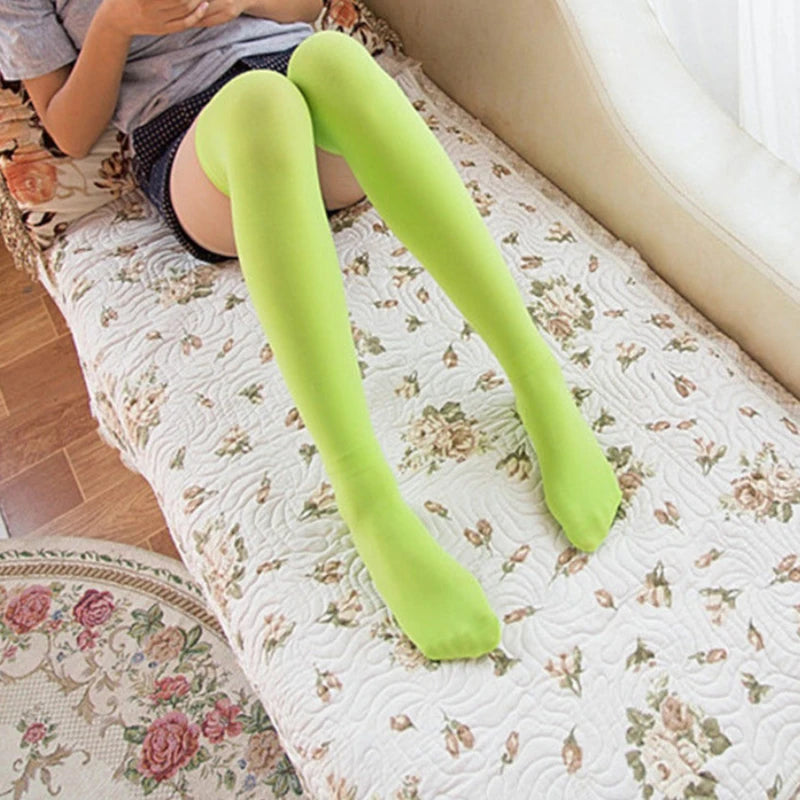 Women Skid-proof Knee Socks Winter Warm Comfortable Soft White Black Student Stockings Velvet Lengthening for Ladies