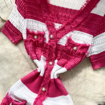 YuooMuoo Chic Fashion Sexy Package Hips Knitted Long Dress 2025 Spring and Summer Elegant Slim Waist Office Lady Sweater Dress