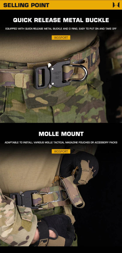 Tactical Ferro-style Bison Lightweight Belt with Quick Detach Metal D-Ring Buckle MOLLE Men's Waist Belt Hunting Pistol Airsoft