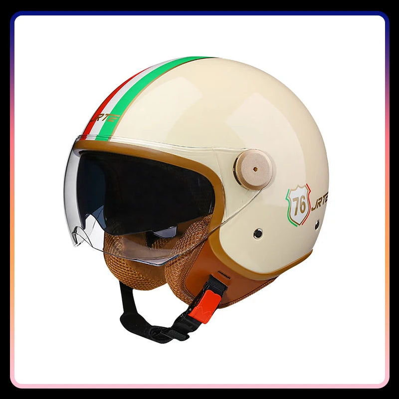 Daul Lens Open Face Motorcycle Helmets Retro Vintage Moto Jet Helmet Men Women DOT Unisex 3/4 Open Half Helm Cascos Para Motos