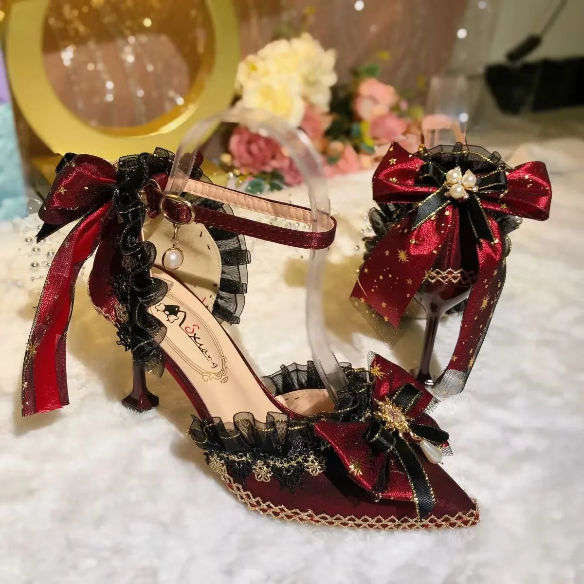 Lolita High Heels Luxury Bow Wedding Shoes Bride Pumps Gothic Style High Heels Jk Elegant Mary Jane Women's Shoes