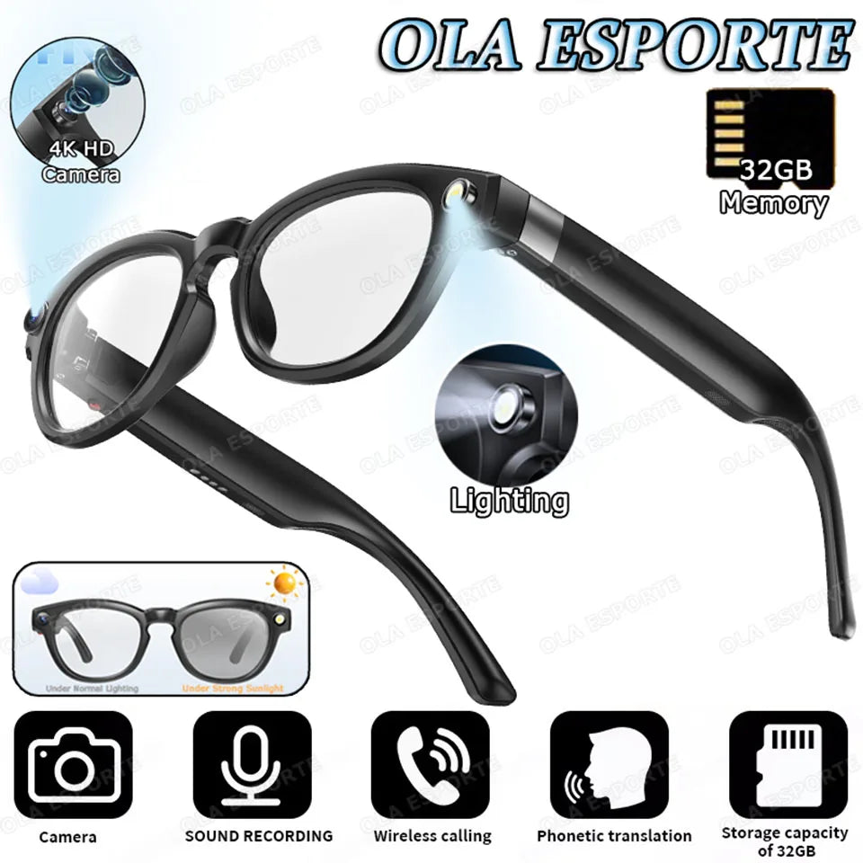 New AI Smart Glasses 4K HD Camera 32GB Memory BT Call Voice Assistant Translate Touch Control Music Player sunglasses Men Women