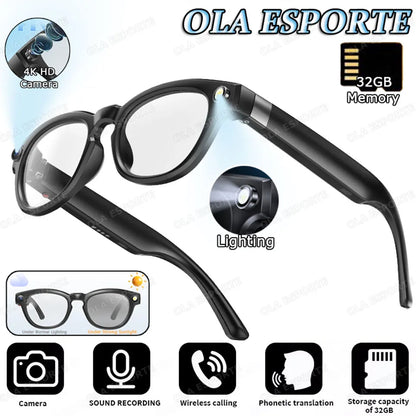 New AI Smart Glasses 4K HD Camera 32GB Memory BT Call Voice Assistant Translate Touch Control Music Player sunglasses Men Women