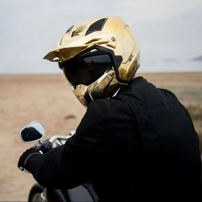 MT Street Fighter Motorcycle Helmet Detachable Combination Electroplated Gold Helmet ECE DOT Certification Full Face Casco Moto