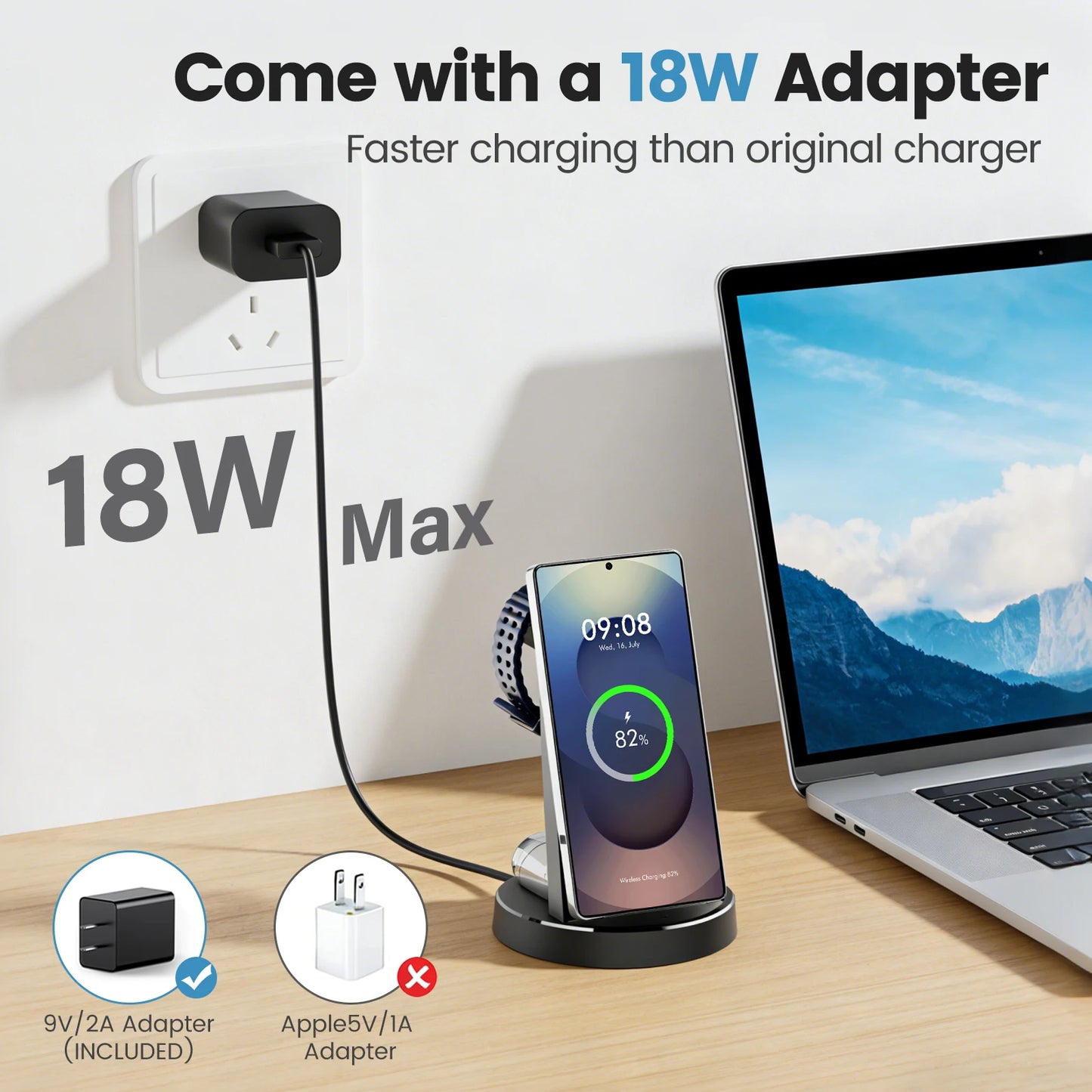 3 in 1 Magnetic Wireless Charger Dock Station 15W Foldable Fast Charging Multi-Device For Samsung S25 S24 S23 S22 Galaxy Watch iPhone