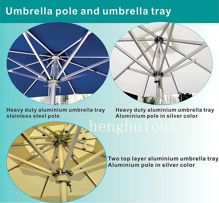 Pink Yellow Blue Striped Parasols Umbrellas Outdoor Luxury Aluminium Market Style Beach Umbrella with Fringe Outdoor for Shop
