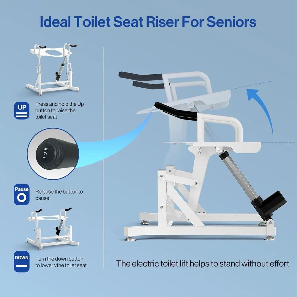 Electric Toilet Lift Seat - Powered Toilet Seat Risers with Handles for Seniors and Disabled, Height Adjustable, Support to 330l