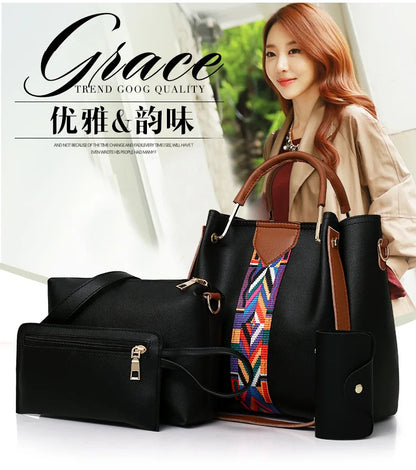 Fashionable Women's Shoulder Bag Hot Sale Of The Season New Style Mother-Child Multi-piece Set Colorful Ribbon Ladies Handbag Si