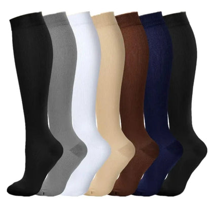 3/6/7 Pairs Compression Socks Women Medical Edema Running Socks Men Knee Length Cycling Socks  Football Basketball Outdoor trave