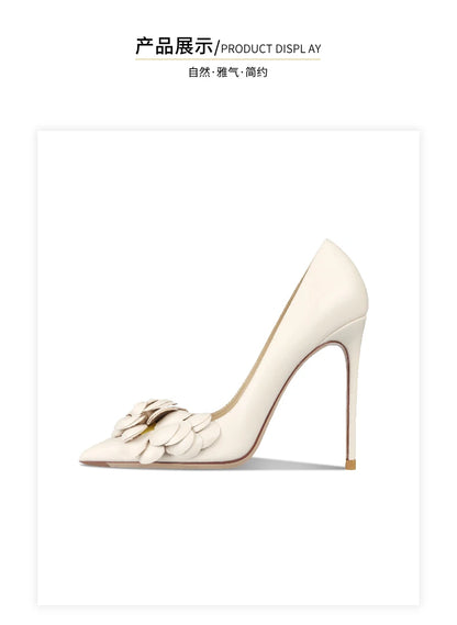 Genuine Leather Pumps For Women's 2025 Trend Luxury Fashion Sexy Party High Heels Elegant Comfortable Pointed Toe Shoes women