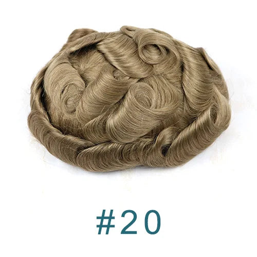 26mm Loose Curly 0.06mm Natural Hairline Men Toupee Ultra Thin Skin Full VLoop 1B80 613# Blonde Male Human Hair Prosthesi System