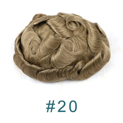 Men's Super Natural Hairline 100% Human Hair Ombre Blonde Capillary Prosthesis System Wigs Brown Roots Durable Thin Skin Toupee