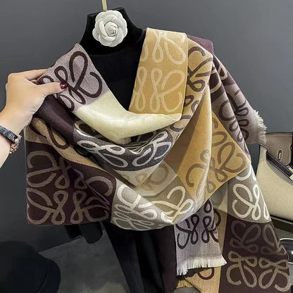 New Korean Version of The Fashion Hair Scarf Senior Sense Office Thick Warm Shawl for Both Casual and Versatile Bib