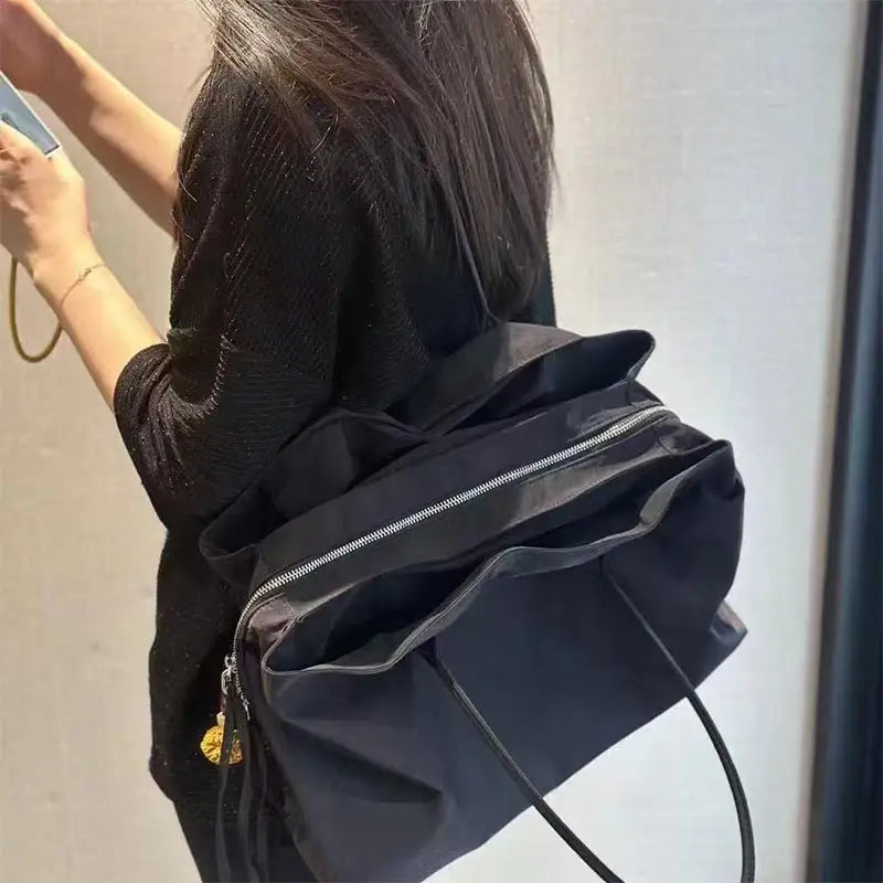 Nylon Women's Commuter Tote Bag Minimalist Large-capacity Tote Bag Ladies Multi-layer Waterproof Computer Shoulder Nylon Handbag