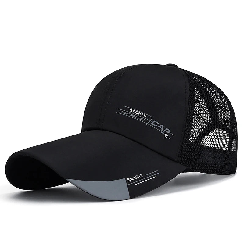 Summer Men Baseball Cap Letter Print Sports Sun Hat Cotton Adjustable Long-Brim Snapback Sun Visor Caps Hip Hop Baseball Hat