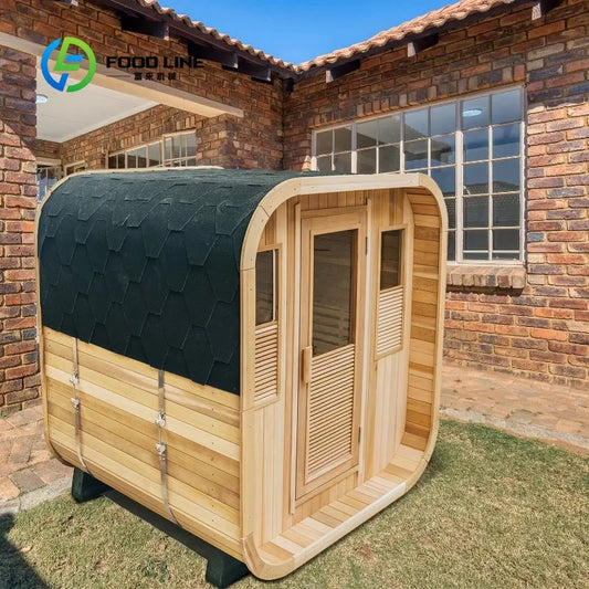 Customizable 6 Person Outdoor Sauna with Hot Tub Canadian Hemlock Wood Traditional Steam Sauna with Jacuzzi for Resort
