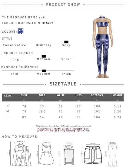 Sisterlinda Women Backless Tracksuit Dot Print Sexy 2 Piece Set Halter Tank Tops+Leggings Matching Streetwear Stretch Outfits