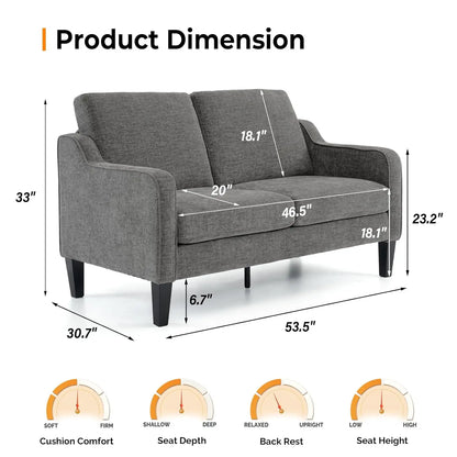 53" Wide Love Seat, Mid-Century Modern Loveseat Sofa Couch with Solid Legs, 2 Seater Sofa Couches with Scooped, Customized