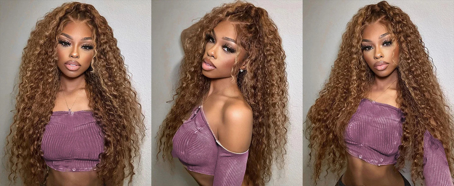 360 4/27 Full Lace Wig Human Hair Invisible Strap 250 Density Deep Wave HD Lace Frontal Wig Human Hair Pre Cut Curly 360 Wigs