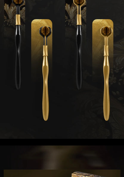 [4-pcs gift box] High-end black gold series three-sided brush head wrapped soft bristle toothbrush