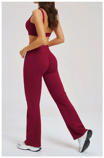 2 Piece Yoga Clothes Women's Sexy Wear Sexy Sport Bra High Waist Flared Pant Fitness Suit Gym Workout Jogging Sports Yoga Set