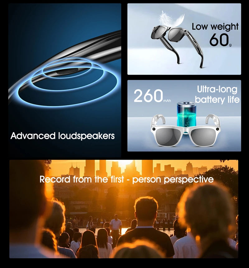 1080 AI Smart Glasses GPT 100mp Multifunctional HD Camera Chat Bluetooth Call Voice Music Assistant AI Translation Smart Glasses
