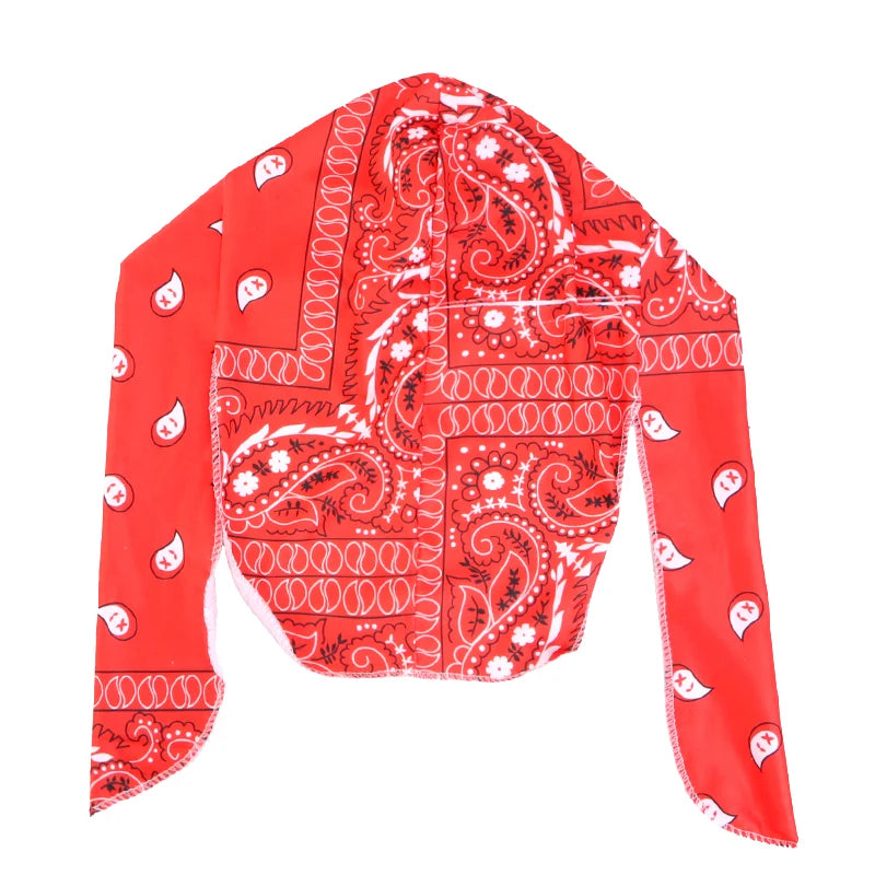New Paisley Print Hip Hop Turban Cap Elastic Head Wraps Breathable Casual Durags Candy Color Durag Unisex Bandana Pirate Hats
