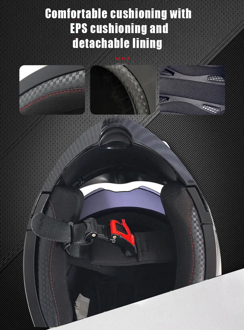 Small Modular Electric Motorcycle Helmet Bluetooth Dual Visor Helmet with Large Rear Wing 3C DOT Certified Safety Gear